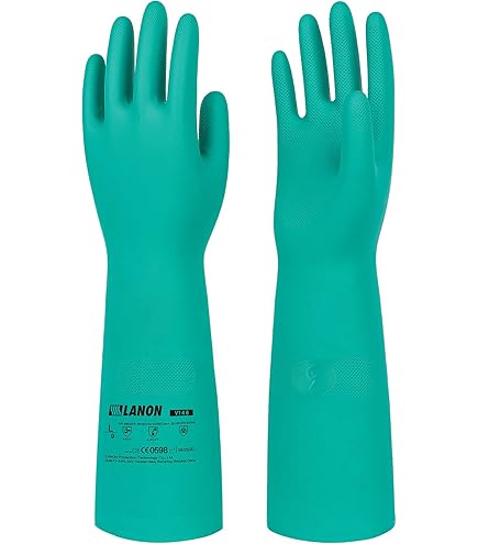 LANON 3 Pairs Nitrile Chemical Resistant Gloves, Reusable